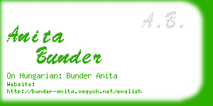 anita bunder business card